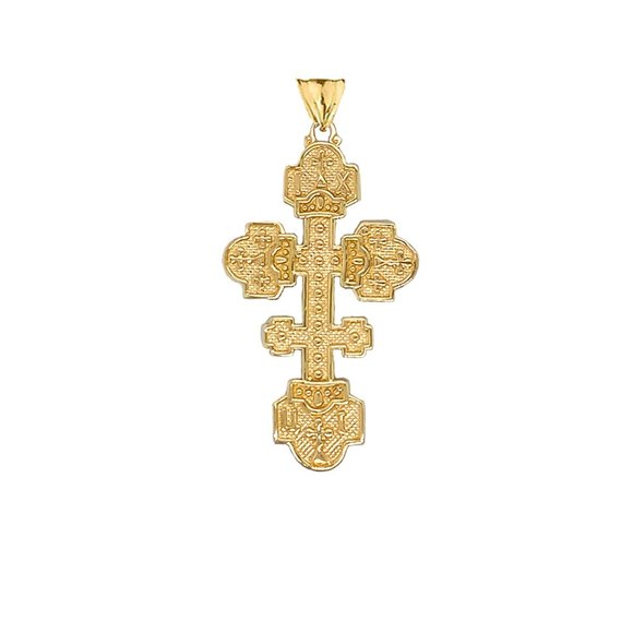 10K Solid Gold Orthodox Cross Pendant Charm- Yellow, Rose, or White